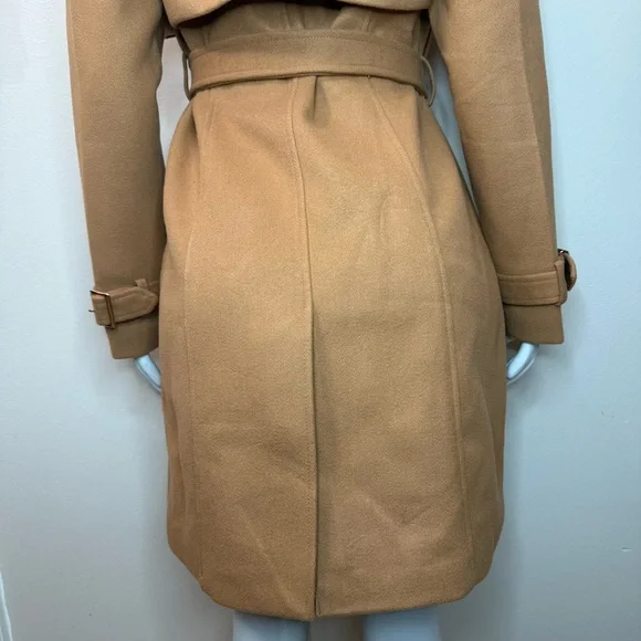 Khaki removable faux fur belted wrap pea coat - Picture 7 of 14
